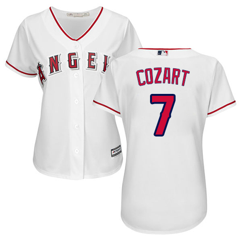 Angels #7 Zack Cozart White Home Women's Stitched MLB Jersey